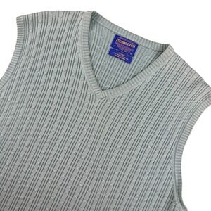 Pendleton Women's Large Vest Silk Cotton Sage Green Cable Knit Vintage Soft